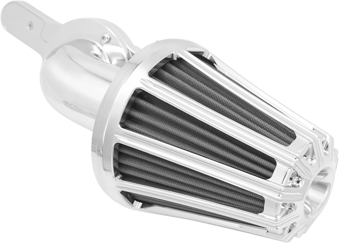 Air Cleaner Filter 90 Forward-Facing Intake Kit CNC Fit for Harley Touring Softail Dyna Sportster XL (Chrome Housing Grey Element, D For M8 Touring Trike17-UP,Softail 18-UP)