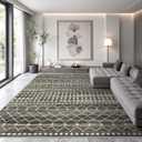 9x12 Area Rug for Living Room Moroccan Washable Rugs Non Slip Indoor Floor Carpet Foldable Large Soft Area Rug for Dining Room Bedroom with Low Pile(Black,9'x12')