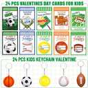24 Pack Sports Keychain Valentines Cards for Kids School Boys Valentine Classroom Gifts Bulk Fidget Valentines Day Party Favors Stress Balls for Kids Class Gift Exchange