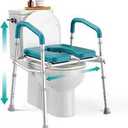 PELEGON Raised Toilet Seat with Handles (400lb)  Adjustable Height & Width Toilet Chair with Arms, Toilet Riser with Handles, Toilet Chair Over Toilet, Handicap Toilet Seat for Elderly (Teal)
