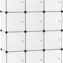 C&AHOME Cube Storage Organizer with Doors, 12-Cube Shelves, Closet Cabinet, DIY Plastic Modular Bookshelf Ideal for Bedroom, Living Room, 36.6L x 12.4W x 48.4H Transparent White USHS3012W-DOOR