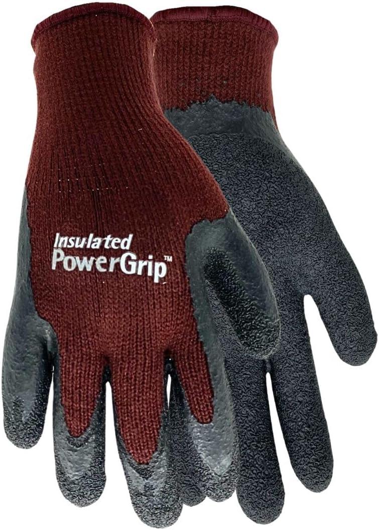 Red Steer A301BG-L Women's Insulated PowerGrip, Rubber Palm, Full-Fingered Work & General Purpose Gloves, Burgundy (Large)