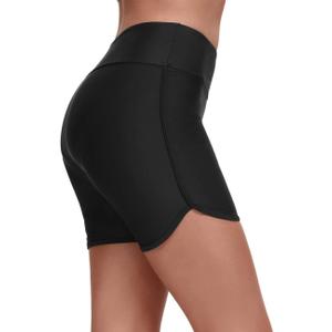 Yilisha Womens Tummy Control Swim Shorts Black Plus Size High Waisted Bikini Bottoms Swimsuit Shorts Swim Bottoms Swimwear (XX-Large)