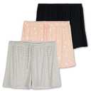 Real Essentials 3 Pack: Womens Ultra-Soft Comfy Stretch Pajama Lounge Shorts Elegant Sleepwear, L