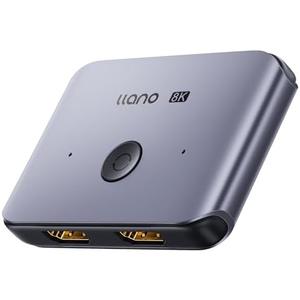 llano HDMI 2.1 Switch 8K@60Hz 4K@120Hz, 48Gbps Bidirectional 2-in-1 HDMI Splitter Switch, Supports VRR HDR10 Dolby Atmos, Compatible with PS5 Xbox Apple TV Roku, Aluminum Alloy Case