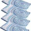 Newbridge 60 x 120 Inch Rectangle Fabric Tablecloth, Blue Circle Stitch, Indoor Outdoor No Iron Soil Resistant Dining Room, Party and Banquet Table Cover, Blue Modern Boho Chic Print