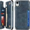 Cavor for iPhone Xr Case Wallet Phone Case Blue | with Card Holder, for Women Men, with Stand, and Strap, Leather, Shockproof, Protective