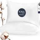KNX Soft Fluffy Bed Pillows with 100% Cotton Breathable Cover - 20x30 Queen Size Set of 2, Ideal for Stomach and Back Sleepers, Hypoallergenic Down Alternative, Machine Washable (Soft - Low Loft) (White)