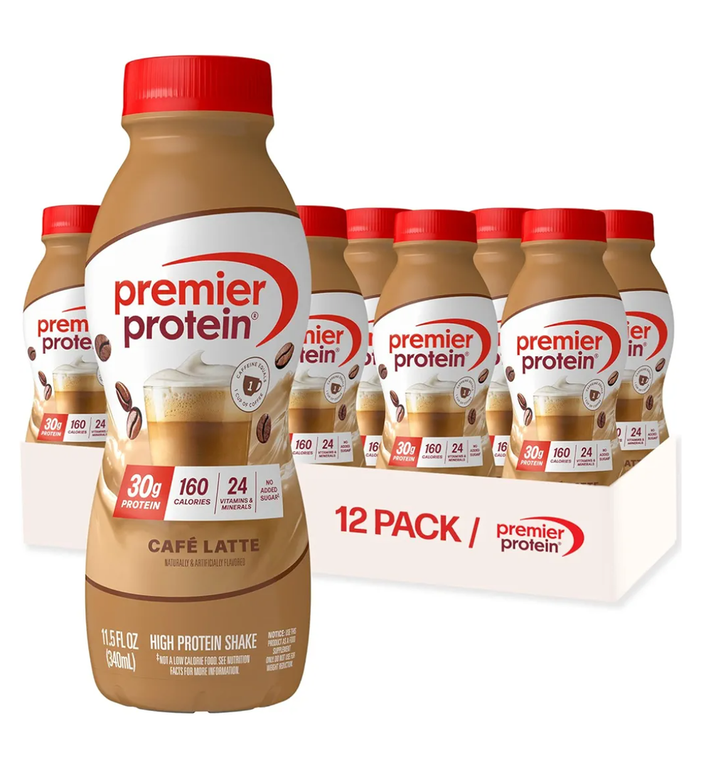 Premier Protein Shake, Café Latte, 30g Protein, No Added Sugar, 24 Vitamins & Minerals to Support Immune Health, 11.5 fl oz, 12 Pack, BB Jan 06, 2027