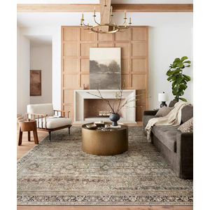 Loloi Layla Collection LAY-03 Olive/Charcoal 7'-6" x 9'-6" .13" Thick Area Rug, Soft, Durable, Vintage Inspired, Distressed, Low Pile, Non-Shedding, Easy Clean, Printed, Living Room Rug
