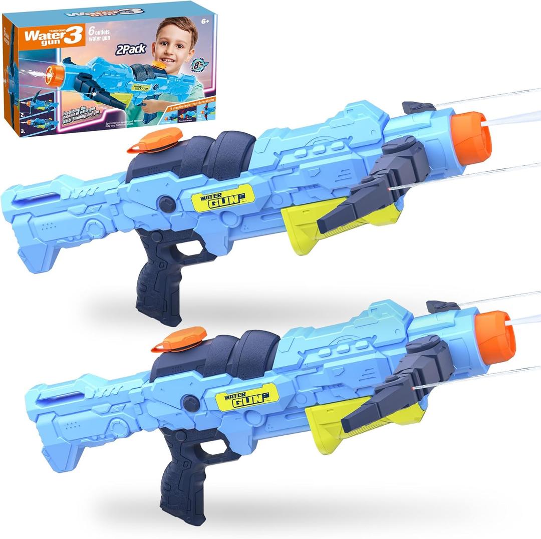 Water Guns for Adults Kids Ages 6, 8, 10, 12+, Super Water Blaster Soaker Pistol Guns 2 Pack, 4 Jet Modes Powerful Pump-Action Crossbows Gun, Outdoor Toys for Summer Activities Beach Pool Yard Games