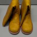 VBDB Wide Calf Boots for Women Mid CalfSquare Toe Chunky Block Heel Long Boots Comfortable Low Heels Casual Fashion Campus Shoes fall Style for Dating, Dressy Everyday Chic Size 9 Wide, Banana Yellow 