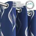 BGment Wavy Navy Blue Blackout Curtains 63 Inch Length 2 Panels Set, Thermal Insulated Privacy Grommet Window Drapes for Kids Boys Bedroom, 52 x 63 Inch