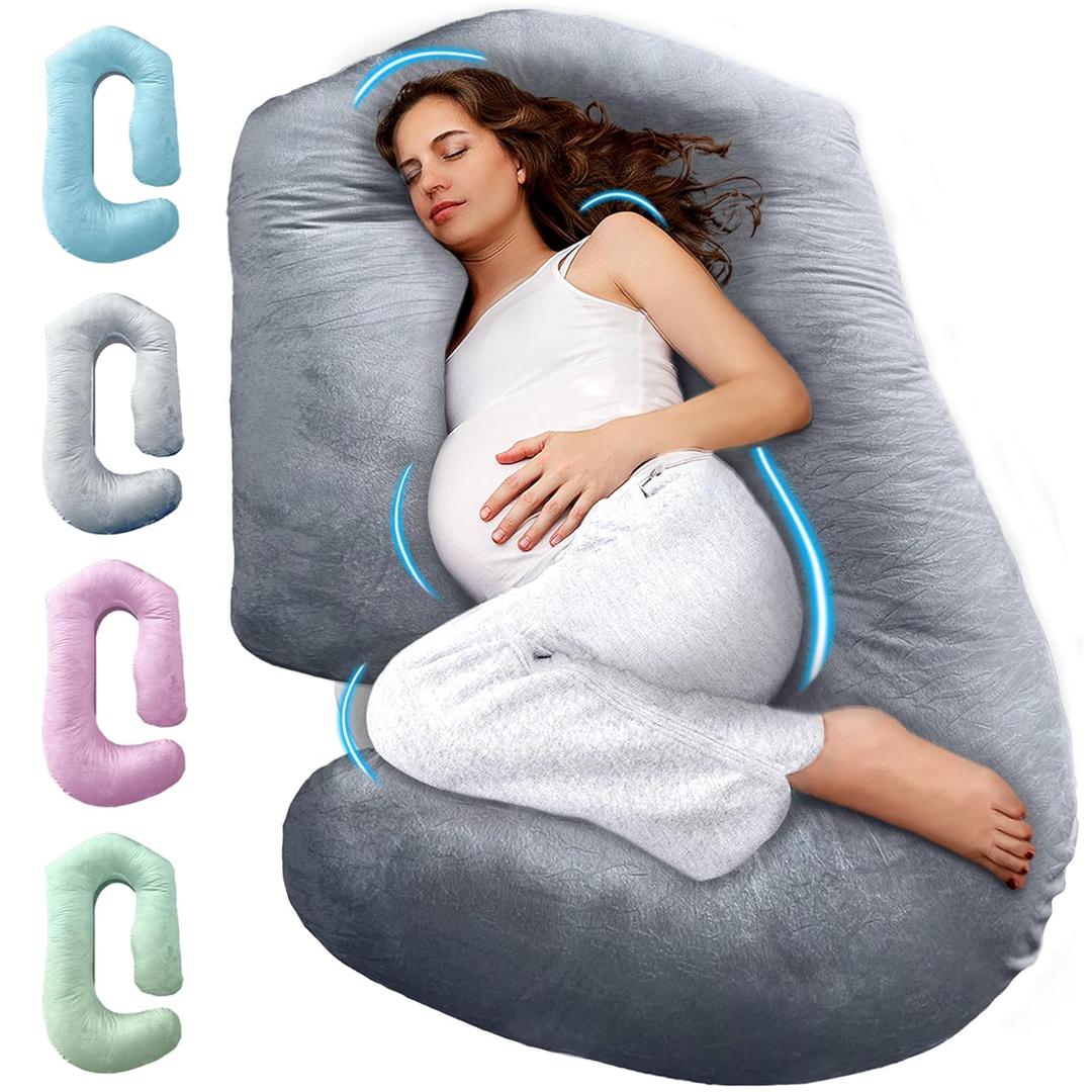 PILLANI Pregnancy Pillows for Sleeping  57-Inch Maternity Pillow for Pregnant Women with Removable Washable Cover  Support for Back, Belly, Neck, Legs, and Hips  V C U Shaped Full Body Pillow