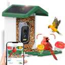 Bird Feeder with Camera,Smart AI Feeder with Solar-Powered Camera  Auto Identifier, Live View, Instant Visit Alerts, HD Video Capture for Bird Watching Enthusiasts (Weatherproof) 2.4GHz WiFi- Green