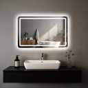 LED Bathroom Mirror, 36 x 24 Inch Anti-Fog Wall Mirror with Lights Stepless Dimmable, Lighted Bathroom Mirrors for Wall, Rectangle Bathroom Vanity Mirror with Front and Backlight, Horizontally Only