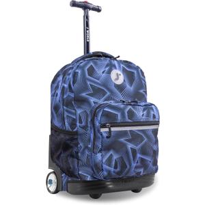 J World Sunrise Kids Rolling Backpack for Girls Boys. Roller Bookbag With Wheels For School, Disco