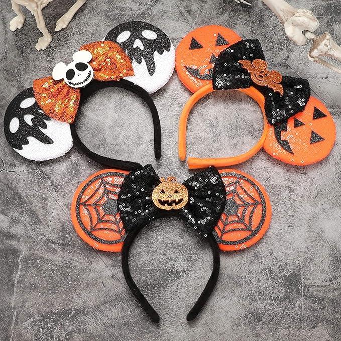 Christmas Mouse Pumpkin Bat Ears Headband - Sequin Costume Accessories Headdress for Adults Teens Christmas Party Decorations Supplies