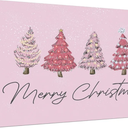 BIWSHA Pink Christmas Wall Art, Merry Christmas Trees Canvas Prints, 11x14 - Home Decoration for Bathroom, Living Room, Bedroom
