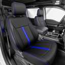 DiffCar for Ford F150 Seat Covers 2015-2023 2024 2025 2026, Black/Blue | Full Set Faux Nappa Leather, Fit Crew and SuperCrew Cab XL XLT, Custom Fit for Ford F-150 Accessories, Pickup Seat Protectors