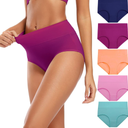 Molasus Women's Cotton Underwear High Waisted Full Coverage Ladies Panties L