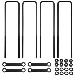 20 inch Square Bend U-Bolt Kits, Heavy Duty Steel Square U-Bolts with 6 inch Tie Plates for Truck Chassis