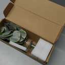 Artificial Eucalyptus Stems in Glass Vase with Faux Water,5Pcs Fake Plant with Double-Sided Leaves and Green Seeds for Centerpiece (Double-Sided Green Eucalyptus with Seed)