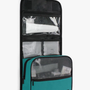 junzan Teal Hanging Toiletry Bag for Women & Men Travel Cosmetic Bag with Hook Family Makeup Organizer