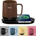 VFZO Temperature Control Smart Mug, Self Heating Coffee Mug LED Display, 180 Min Battery Life - Hot up to 149 Fast Wireless Charger Base Improved Design (12oz, Coffee)