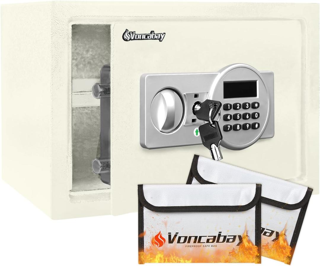 Voncabay Money Safe Box for Home with Digital Keypad, 0.8 Cu. Ft., White