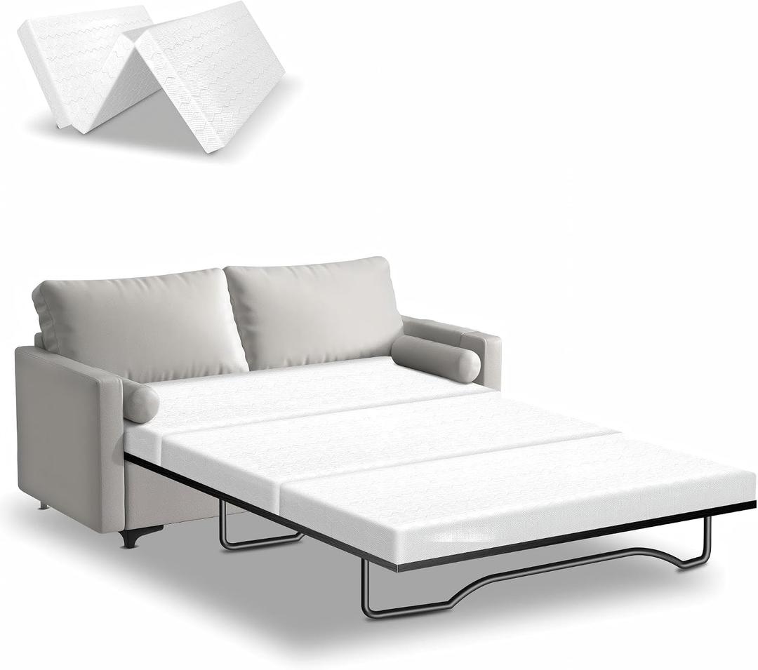 Srora 4 Inch Sofa Bed Mattress Replacement, Queen Size 72" x 59", CertiPUR-US Certified, Foldable Design with Breathable Removable Washable Cover for Sleeper Couch, RV, Guest Room