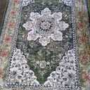 Ileading Bohemian Vintage Area Rug 3x5ft, Machine Washable Low-Pile Accent Carpet, Non-Shedding Non-Slip Entryway Floor Throw Rugs for Living Room, Bedroom, Dining Room, Kids Playroom(Green)