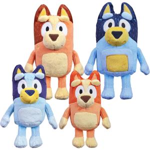 Bluey Heeler Family Stuffed Animal Set of 4, 7-8, Soft, Bingo, Bandit, and Chilli Plush Figure Toys, Cuddly Plush Toys for Kids Ages 3+