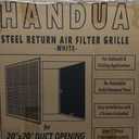 Fits 20x20 Duct Opening | Steel Return Air Filter Grille by Handua [Fixed Hinged] for 1-inch Filters | Vent Cover Grill for Sidewall and Ceiling | White | Outer Dimensions: 22 5/8"W X 22 5/8"H