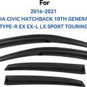 Window Visors Rain Guards Shield for 2016-2021 Honda Civic Hatchback, Out-Channel Window Vent Wind Deflectors Visors Shades for 16-21 Civic (Not for Sedan