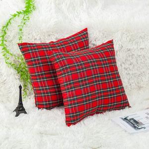2 Pack Christmas Decor Red Plaids Pillow Covers Buffalo Check Throw Pillow Cover Tartan Cuhion Cover Case for Couch Sofa Home Decoration Cotton 18 X 18 Inches