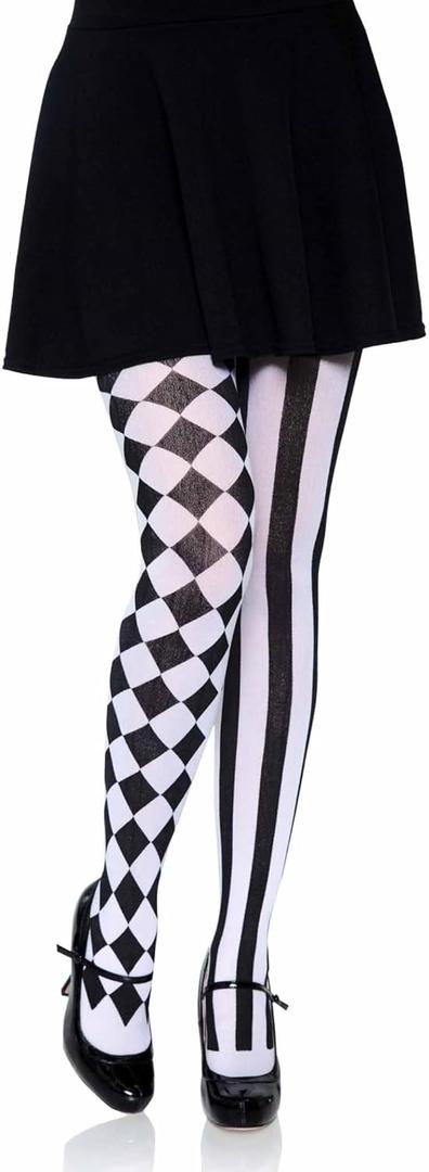 Leg Avenue Women's Harlequin Tights (White/Black)
