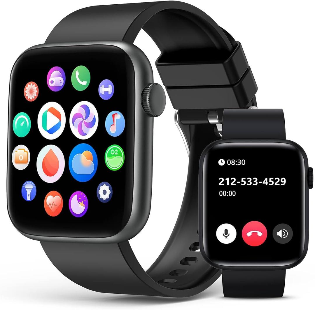 EarlySincere 2024 Smart Watch for Men Women with Bluetooth Call,1.9'' HD Full Touch Screen Fitness Watch, Smartwatch with IP67 Waterproof with Blood Pressure Sleep Monitor for Android and iOS (Black)