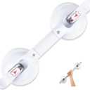 15inch Upgrade Suction Shower Grab Bar, Portable Shower Handle Bar Suction Grip Bar Bathtub Handle with Strong Hold Suction Cup Fitting and Rapid Release for Bathroom(Max Capacity :300lb (White-Pro)