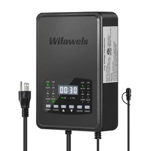 WILAWELS 300W Low Voltage Landscape Transformer, 2 Zone Independent Control Landscape Lighting Transformer, 120VAC to 12/14V AC Low Voltage Transformer with Timer & Photocell Sensor ETL Listed D22LT06