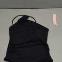 Qinsen Women's Fashion Backless Tank Tops Sexy One Shoulder Tee Tops Cocktail Party Blouse Tee, S, Black