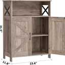 Homhedy Farmhouse Bathroom Storage Cabinet with Doors, Small Floor Cabinet | Toilet Paper Cabinet with Adjustable Shelf, Freestanding Storage Cabinet for Kitchen/Laundry/Living Room, 24"W, Greige
