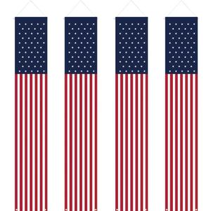 4 PCS Patriotic Decorations 4th of July Decorations Outdoor Hanging American Flag Banners Porch Sign for Veterans Memorial Labor Presidents Flag Election Day