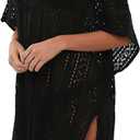 Bathing Suit Cover Up Bikini Swimsuit Crochet Beachwear Swimwear Dress (One Size, Black)