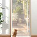 BFNN Cat Screen Door, Extra Tall Cat-Proof Mesh Gate, Fit Door Size 36'' x 82'', Anti-Cat Scratch Mesh with Zipper Closure, for Living Room, Kitchen, Bedroom (White)