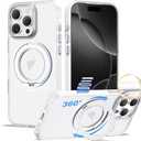 XIQI Compatible with iPhone 16 Pro Max Case 6.9'' with Magnetic 360 Rotatable Ring Stand & AI Camera Control Button[Compatible with Mag-Safe] Translucent Matte Phone Cover for Men Wowen,White