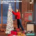 HMASYO 6 FT Pop Up Christmas Tree with 100 LED Lights & Remote, Sliver Christmas Tinsel Tree, Collapsible Artificial Pencil Tree for Home Office Party Decor, USB Powered Timer Lights, Easy Assembly (Colorful Silver)