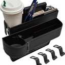 Car Seat Gap Filler Organizer,2 Pack Car Leather Cup Holder Gap Bag,Car Seat Storage Box with Cup Holder Expander,Car Organizer Front Seat for Holding Phone, Glasses, Keys, Cards (Black)