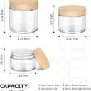 Glass Cosmetic Jars with Plastic Woodgrain Lids, 4 oz, 2 oz 1 oz Small Glass Storage Jars with Lids & Stickers, Reusable Clear Travel Containers for Creams, Lotion, Balms, Ointment 3 pack