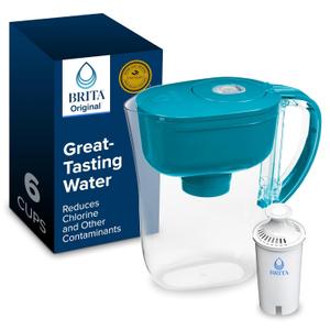 Brita Metro Water Filter Pitcher with SmartLight Change Indicator, BPA-Free, Replaces 1,800 Plastic Water Bottles a Year, Lasts Two Months, Includes 1 Filter, Small - 6-Cup Capacity, Turquoise